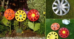 Decora el jardín con llantas de rueda