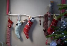 Idea con una rama para Navidad decorar