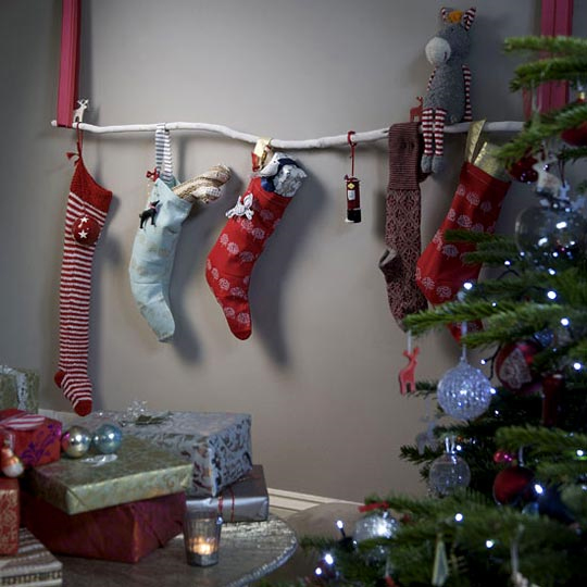 Idea con una rama para Navidad